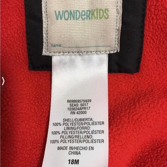 Wonderkids Baby Hooded Puffer Jacket Outwear Size 18 Months - K205 - Picture 5 of 8